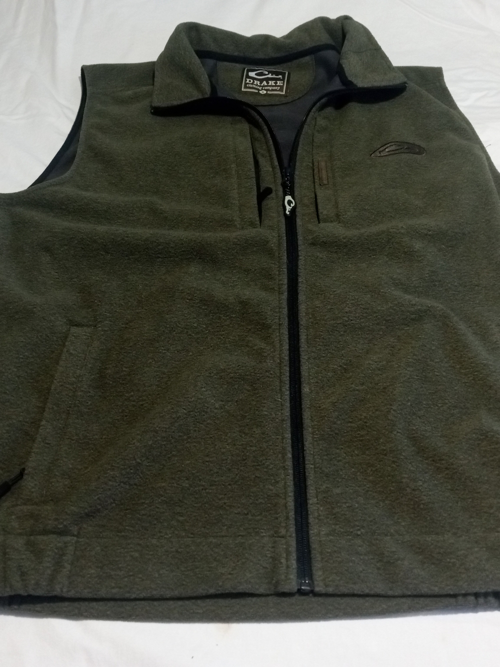 Drake Olive Green Fleece Vest with Zip Front